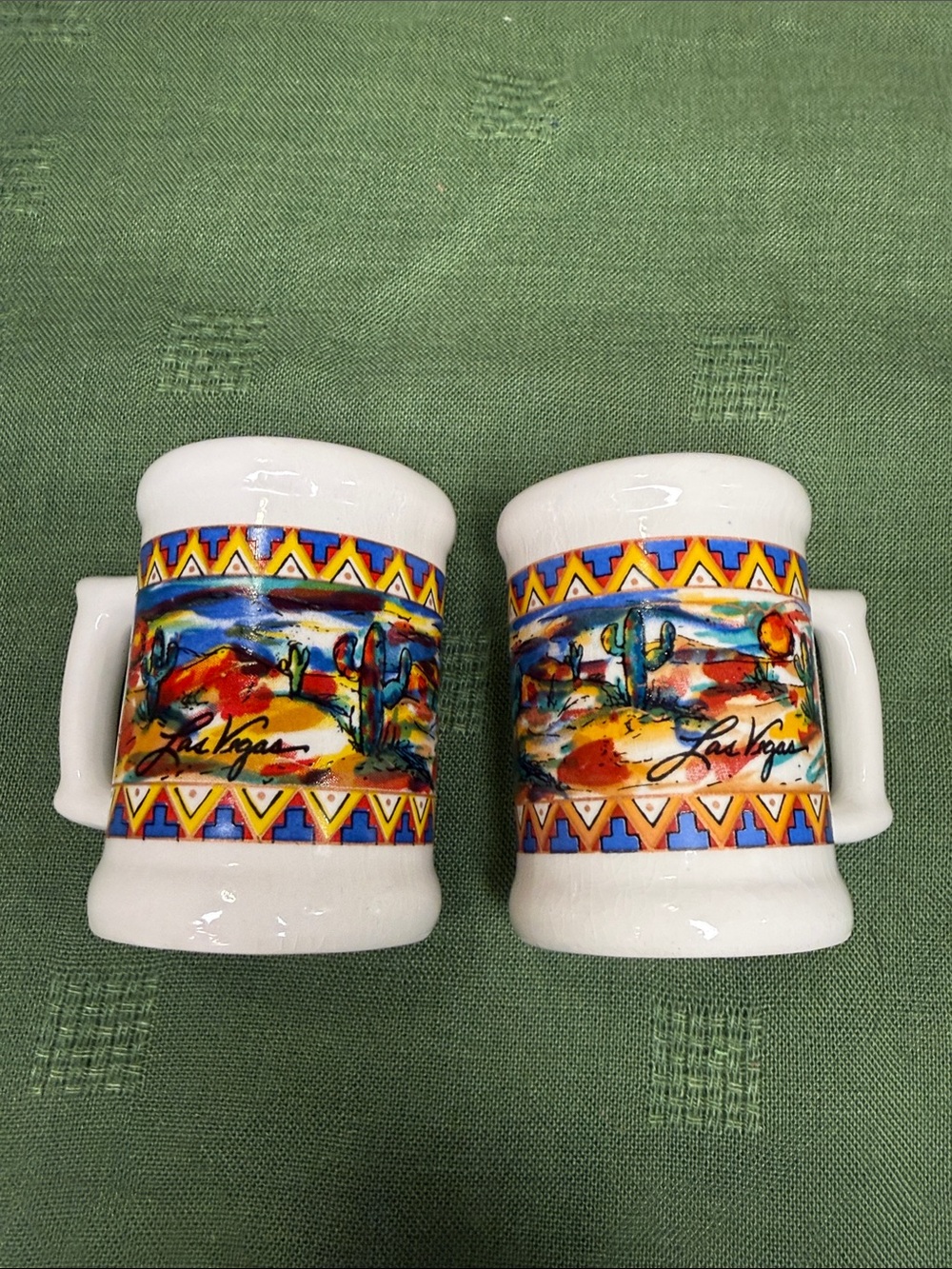 vintage Las Vegas souvenir ceramic mug-shaped salt and pepper shakers